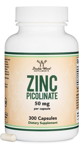 [BRSWYGANOBYRYHIU] Zinc Picolinate 50mg, 300 Capsules (Immune Support) Non-GMO, Gluten Free (300 Day Supply) by Double Wood Supplements