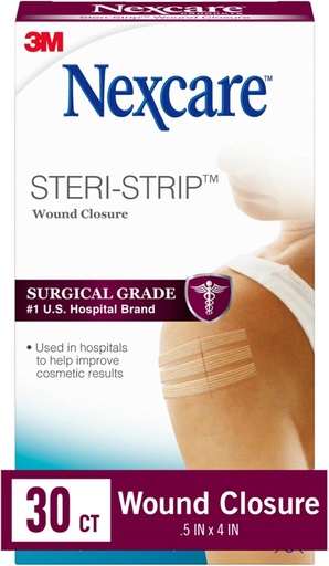 [BRSWIY33BEJQEEYV] Nexcare Steri-Strip Wound Closure, Breathable Strips Hold Small Wounds Firmly Cerrada, Great After Sutures o Staples - 30 Wound Closures