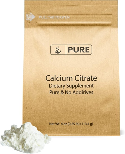 [BRSW2ZD5PMPRYDTZ] Pure Original Ingredients Calcium Citrate (4oz) Calcium Supplement, No Additives or Fillers