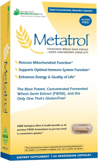 [BRSRM23ROYJRE3Q4] American BioSciences Metatrol Gefermenteerde tarwekiemextract - Immune & Mitochondria Ondersteuning voor vernieuwde vitaliteit & Enhanced Energy - Glutenvrij - 60 Vegetarische Capsules, 41mg