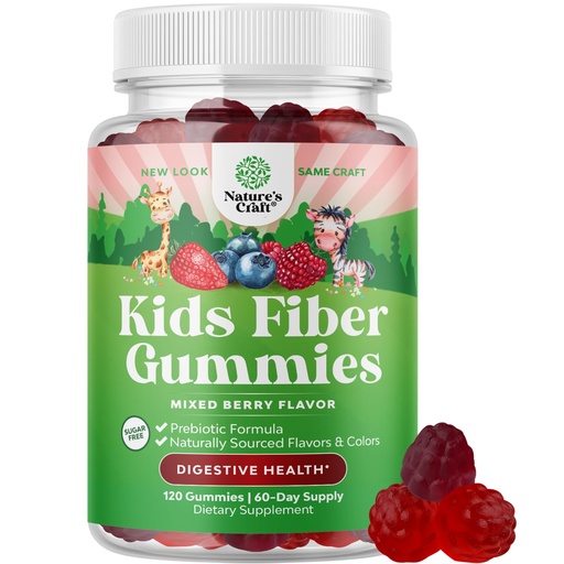 [BRSRM2Q2CUJQ4EL7] Natures Craft High Prebiotic Fiber Gummies for Kids - Dietary Fiber Supplements for Digestion & Constipation - Chicory Root Kids Immune Gummies - Non-GMO Digestive Nutritional Supplements - 120 Count