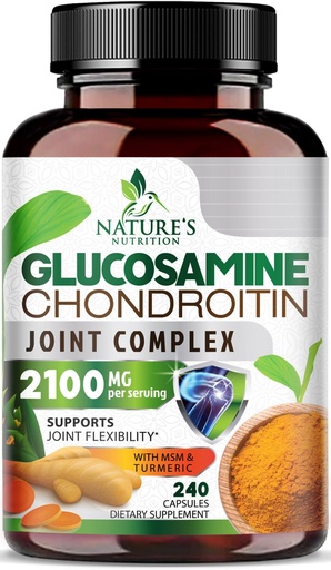 [BRSWGCQBOANRSHLK] Glucosamine Chondroitin MSM - Triple Strength Joint Support Supplement for Joint Mobility and Cartilage Support For Men and Women - Glucosamine Supplements with Turmeric & Boswellia - 240 Capsules