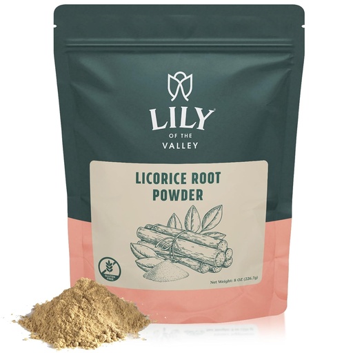 [BRSROAQ3AANBODQ7] LILY OF THE VALLEY Licorice/Liquorice Root Powder - Ground Mulethi Sourced from India - Glycyrrhiza Glabra - Natural Sweetener - Vegan & Gluten-Free - Packed in Resealable Pouch (8oz, 226g)