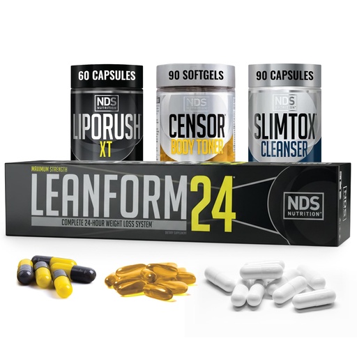 [BRSWGFT5B4DWKYDU] LeanForm24 NDS Nutrition Maximum Strength Weight Loss - Decrease Appetite and Energy Booster - Glutamine, L-Carnitine, and CLA (LipoRush XT 60 Capsules, Censor 90 Softgels, and Slim-Tox 90 Capsules)