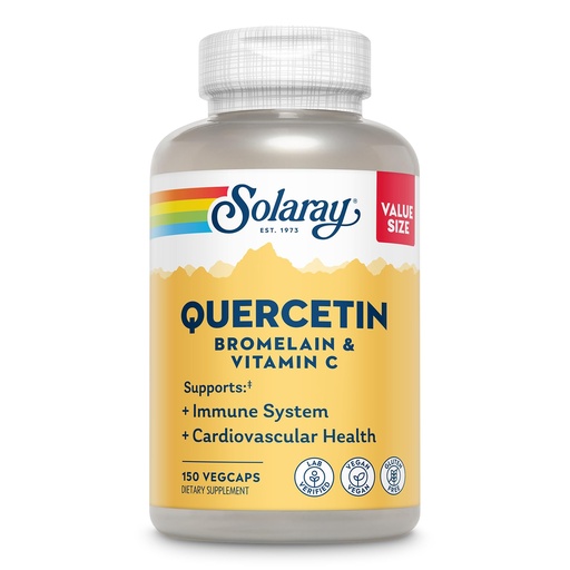 [BRSWYYAZOV7B6DLV] SOLARAY Quercetin Bromelain & Vitamin C, Immune System, Sinus, Respiratory & Antioxidant Activity Support, Vegan, 500mg of Quercetin & 1,235mg of VIT C, 60 Day Guarantee, 75 Servings, 150 VegCaps