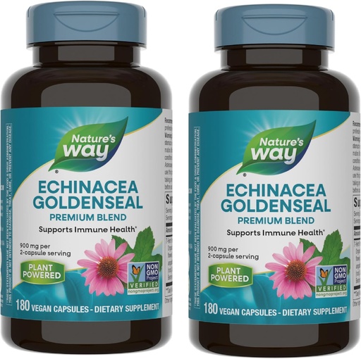 [BRSWGBT3A57WGEYU] Nature's Way Echinacea Goldenseal - 900 mg Echinacea 7 Herb Mix per 2capsule hizmet ediyor - For Immune Support* - With Cayenne Pepper, Gentian & Burdock - Gluten Free - 180 Vegan Capsules (Pack of 2)