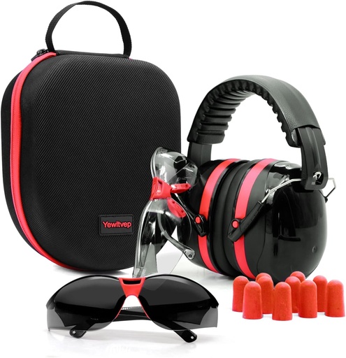 [BRSW2BI5DF7RU2QY] Yewltvep Shooting Ear Protection Gun Range Ear Protection with Earmuffs, Gun Safety Glasses, Earplugs, Hard Storage Case
