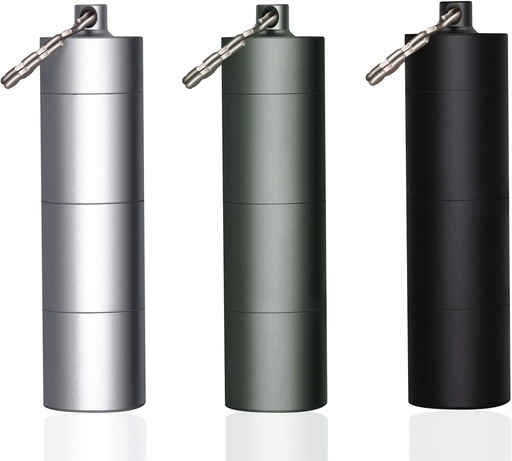 [BRSWYFARCEMQADTG] 3 Packs Portable Keychain Pill Holder Case, EFFIET 3 Compartimente Metal Pocket de urgență Pilula Dispenser Cutie de exterior Medicină Sticla de Tin pentru livrare zilnică (Culori mixte)