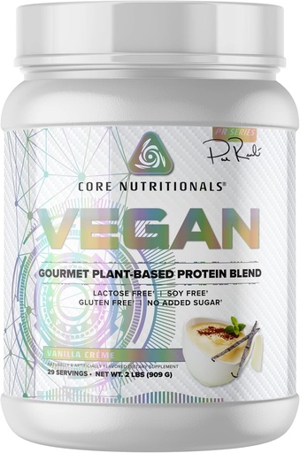 [BRSW22T5BN5AMFLO] Core Nutronionals Vegan Grourmet Plant Based Protein Blend 124; with Vegan BCAas 124; Laktosa, Soy, Sugar, & Gluten Free Of4; 21g Protein 124; 2 Pound (Vanilla Cream)