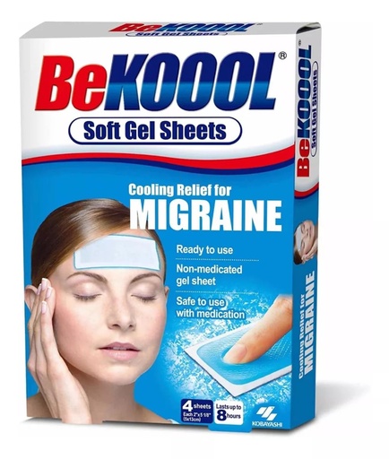 [BRSWGGD5AQMR6DLB] Be Koool Cooling Relief for Migraine, Soft Gel Sheets, 4 Sheets (Pack of 4)