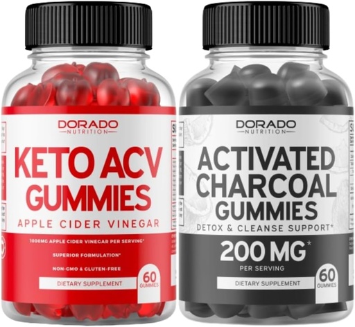 [BRSROFQPAQBQG2TZ] Keto ACV Gummies (60 Count) Advanced Weight Loss Formula and Activated Charcoal Gummies (60 Count) Healthy Detox & Cleanse Support - Formulated from Organic Coconut Shells - Non GMO, Vegan & USA Made