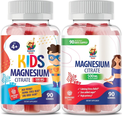 [BRSROCYBOQDQAH32] Sanny SAM Magnesium Gummies for Kids & Adults - 500mg - Calm Magnesium Chews - Magnesium Citrate Chewable Mood & Muscle Support