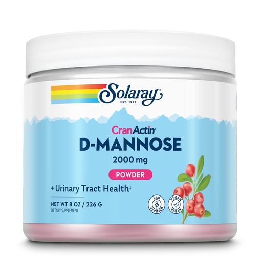 [BRSWIYIFDICBGEL2] SOLARAY D-Mannose with CranActin Cranberry AF Extract Powder, 2000 mg, 400 mg of Cranberry Extract, Healthy Urinary Tract Support, Organic Natural Flavors, 30 Servings, 8 oz