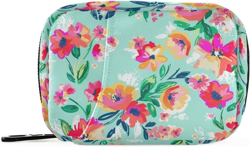 [BRSRMEAYB4IRAAY7] Naanle Watercolor Spring Flowers Pill Box 7 Day Case Bag Travel Organizer with Zipper Portable Weekly Compact Size for Supplement Vitamin Holder A Flower & Green 4.6 x 3.14 x 1.88 Inch
