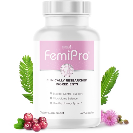 [BRSRAGIOOACGCETF] Femipro Bladder Control Supplements for Women & Men, Natural Herb & Probiotic Blend, Supports Urinary Tract Health & Microbiome Balance | Made in USA Non-GMO, 30 Capsules, 1 Month Supply