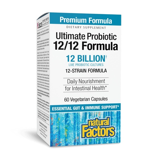 [BRSWIY3YAUOAMHDO] Natural Factors Ultimate Probiotic 12/12 Formula - Digestive Health Support Supplement with Probiotics - Immunity & Gut Health Support Supplement - 60 Vegetarian Capsules (60 Servings)