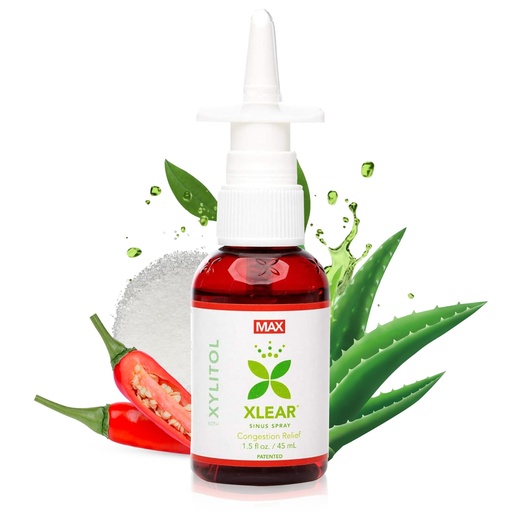 [BRSWKHTZAYJROD3K] Xlear Max Natural Nasal Spray with Xylitol, 1.5 fl oz (Pack of 1) | Strong Formula with Capsicum and Aloe Vera for Servere Sinus Pressure Relief, Nasal Decongestant, Headache, Dry Nose