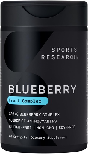 [BRSWIBQZO4MQ2C3K] Sports Research Blueberry Capsules - Made from Organic Blueberries with Organic Extra Virgin Olive Oil - Non-GMO & Gluten Free - 60 Liquid Softgels