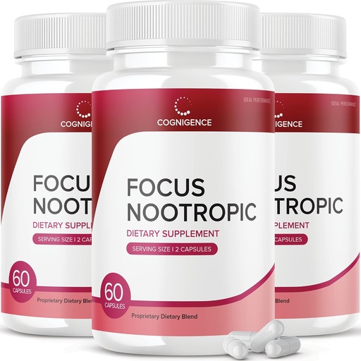 [BRSW2HYOAAJQM232] IDEAL PERFORMANCE (3 Pack) Cognigence Focus Nootropic Memory Booster Supplement Pills (180 Capsules)