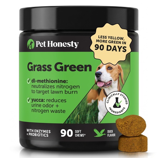 [BRSWGFL3O57AKALK] Grass Green Dog Urine Neutralizer for Lawns - Stops Yellow Burn Spots & Brown Grass - Lawn Saver Supplement with dl-Methionine, Probiotics & Digestive Enzymes - Green Grass Chews (Duck, 90 Ct)