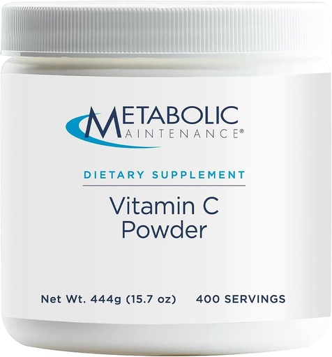 [BRSWIYQHAEPBUE3O] Mantenimiento metabólico Vitamina C Polvo - 1100 mg Antioxidante ácido ascórbico puro + Complemento de soporte inmuno - Bebida fácil Add-in (15.7 oz / 400 Servings)
