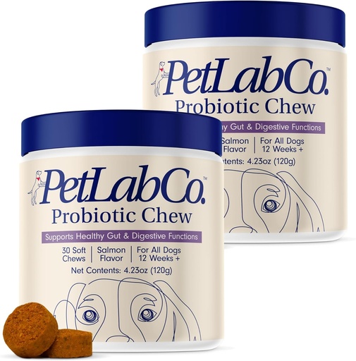 [BRSROAA2CJ7GKCTH] PetLab Co. Probiotics for Dogs, Support Gut Health, Occasional Diarrhea, Digestive Health ' Seasonal Allergies - Salmon Flavor - Packaging May Vary - 30 Soft Chews Pack of 2