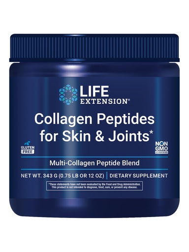 [BRSWYHY3OYNAA3QY] Life Extension Collagen Peptides for Skin & Joints, Collagen Types I, II & III in an Easy-Mix Powder, Gluten Free, Non-GMO, net Weight 343 Grams