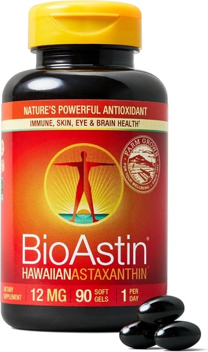 [BRSW2ZIPOVYR43I6] NUTREX HAWAII BioAstin Hawaiian Astaxanthin - 12mg, 90 Softgels - Farm-Direct Premium Antioxidant Addition to Support Eye, Skin, Joint & Имунна система Health - Non-GMO & Gluten-Free