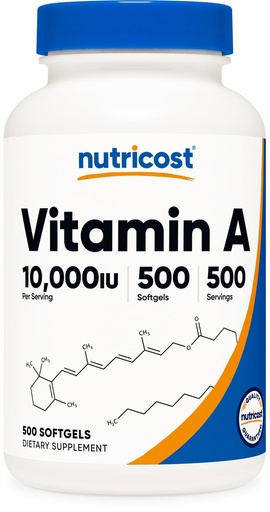 [BRSWKGQYB4FA2DQ7] Nutricost Vitamin A 10,000 IU, 500 Softgel Capsules