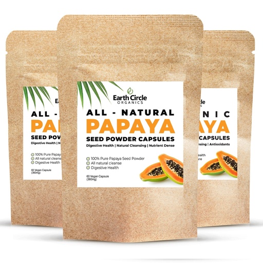 [BRSW22QCB4DQ433B] Papaya Seed Powder Capsules – Powerful Papain Supplement with Vitamins A, C, & E & Enzymes for Digestion & Gut Health – 360mg/Serving – 60 Vegan Capsules per Pack (Pack of 3, 90-180 Day Supply)