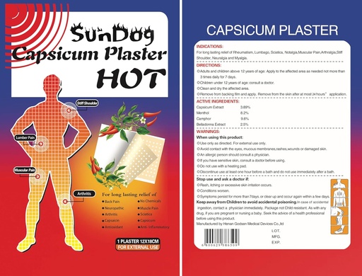 [BRSWECQCDMFQO3A2] SunDog Natural Pain Relief Patches (10 Pack) - Extra Large, No Chemicals, 24hr Long-Lasting - Capsaicin + Menthol Therapy for Back Pain, Muscle Soreness, Arthritis - Premium Hot & Cold Patches