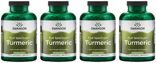 [BRSWGFAYPMHAGCT6] Swanson Full Spectrum Turmeric (Curcumin) - Joint Health, Digestion, Heart Health & Liver Support Supplement - Curcuma Longa Formula Promoting Memory Support - (240 Capsules) 4 Pack