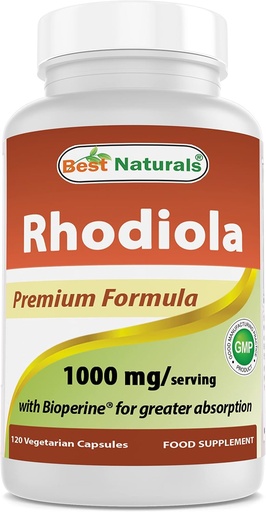 [BRSWYZTYOB5BUCDK] Best Naturals Rhodiola with Bioperine 1000mg Serving - 120 Veggie Capsules