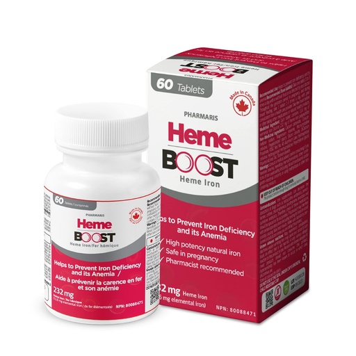 [BRSWGAYFO4CBQALF] Hemeboost 11.6mg (232mg Heme Iron Pills), High Potency Iron Supplement for Women & Men, High Absorption & Gentle on Stomach, Safe for Use in Pregnancy, 60 Tablets