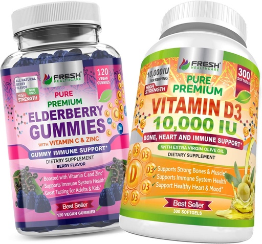 [BRSWYAQCCEPW2ELJ] FRESH HealthyCARE Elderberry Gummies og vitamin D - Bundle