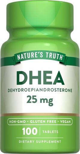 [BRSWICQBBAFBKYAZ] Nature's Truth DHEA 25mg Tablets | 100 Count | Vegan, Non-GMO & Gluten Free Supplement