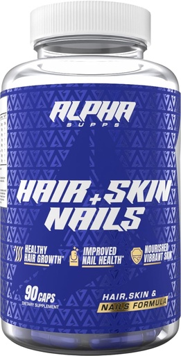 [BRSRMZTROAHRUA3O] Alpha Supps Hair, Skin, and Nails Supplement for Women - Vibrant HSN Health and Strength with Biotin, Collagen, and Vitamins to Support Hair Growth, Thickness, and Skin Radiance - 90 Capsules