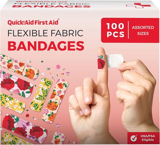 [BRSRA2YZAQFAAYLP] Flower Bandages, Bandages Variety Pack 100 Count, Fun Designs for Kids Adults, Gentle Adhesion Soft Breathable, Latex Free, Use for Minor Cuts Scrapes, First Aid Supplies