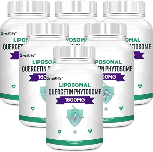 [BRSRMCANA56WGA3P] Orgabay Liposomal Quercetin Phytosome 1600 mg,Bromelain 200mg,Zinc 30mg,Vitamina C Turmeric 40 mg,Cel mai mare absorbţie, Complex Querbetin, 360 Softgels