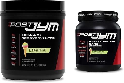 [BRSRAYYYBEFQYYLB] Post JYM Active Matrix Post-Workout BCAAs, Glutamine, Creatine HCL & More Rainbow Sherbet + Fast-Digesting Dextrose Carbs, 30 Servings
