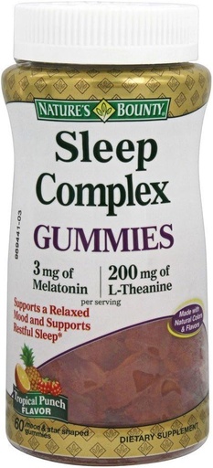 [BRSWKGQNCMAWY2DE] Nature's Bounty Sleep Complex Gummies 60ct, 3 millgrams Melatonin, 200 milligrams L-Theanine Gummies (2 Pack)