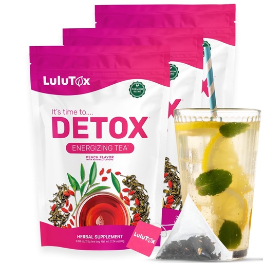 [BRSROBQDOF5AAEYU] LULUTOX Detox čaj - zeliščna mešanica z Dandelionom, ginsengom in ingverjem - podpira zdravo težo, digestivno zdravje - Vegansko, vse naravno, Laksativno-free - Breskova aroma (3 Pack x 28 Servinges)
