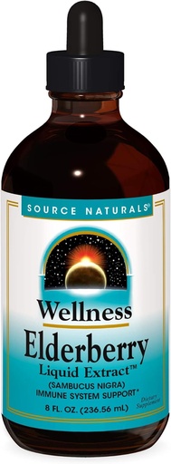 [BRSWIYQOAUNACAY3] Source Naturals Wellness Elderberry Liquid Extract for Immune System Support - Sambucus nigra - 8 Fluid oz
