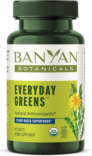 [BRSWI2TZPMDRQ3A5] Banyan Botanicals Everyday Greens – Organic Superfood Tablets – Natural Source of Vitamins, Minerals & Antioxidants – Supports Optimal Energy & Health* – 90 Tablets – Non-GMO Sustainably Sourced Vegan