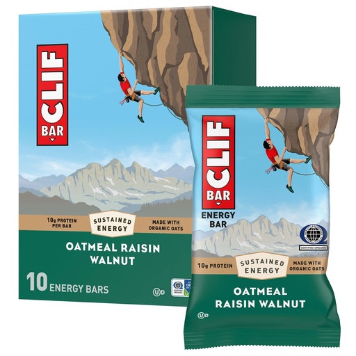 [BRSROCQYOUCQI23B] CLIF BAR - Energy Protein Bars - Oatmeal Raisin Walnut - Made with Organic Oats - Energy Bars - Non-GMO - (10 Pack)