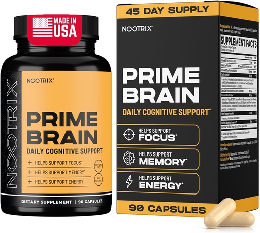 [BRSROAAZB4PGEAL2] Nootrix Prime Brain Nootropic Supplement | Unterstützt Gedächtnis, Mental Fokus, Kognitive Gesundheit & Energie | Fördert gesunde Stimmung & Gehirn Funktion | Ginkgo Biloba, Lion's Mane & L Theanine | 90 Kapseln