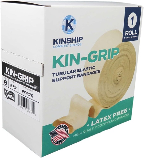 [BRSWGHYLPMFGYF3J] KinGrip Tubular Elastic Support Bandages by Kinship Comfort Marcas Tubular Bandage Protects Fragile Skin Latex-Free Wound Care for Edema and Lymphedema Support ← Made in USA ← Tamaño C 2.75”x10 MTR