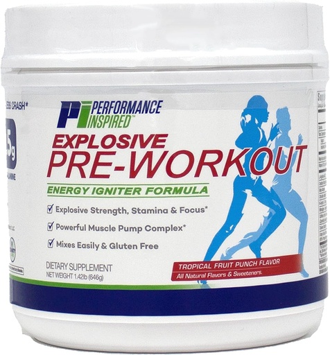 [BRSWECQNA56QGCQ6] Performance Inspired Nutrition PreWorkout Powder - All Natural - G-Free & Vegan Formula - Contains Citrulline - Nitrosigine - Green Tea - Arginine - Beta Alanine - Tropical Fruit Punch - 32 Servings