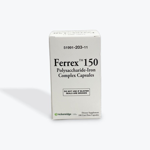 [BRSWIZQHOJ5AY2YZ] Ferrex 150 Polysaccharide Iron Complex Capsules by Breckenridge - 100 Ea