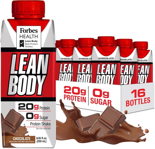 [BRSWGEAPPIFBSFA3] LABRADA NUTRITION - Lean Body RTD Whey Protein Shake, Convenient On-The-Go Meal Replacement Shake för män och kvinnor, 20 gram protein - Zero Sugar, Lactose & Gluten Free, Chocolate (Pack of 16)